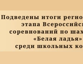 Подведены итоги регионального этапа Всероссийских соревнований по шахматам «Белая ладья» среди школьных команд